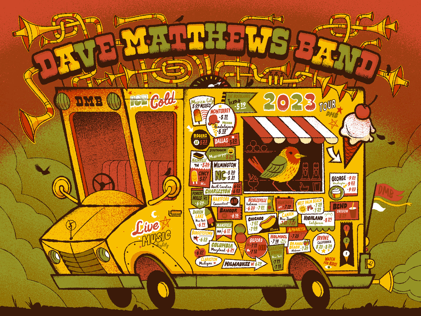 Dave Matthews Band 2023 Tour Poster 2nd Edition